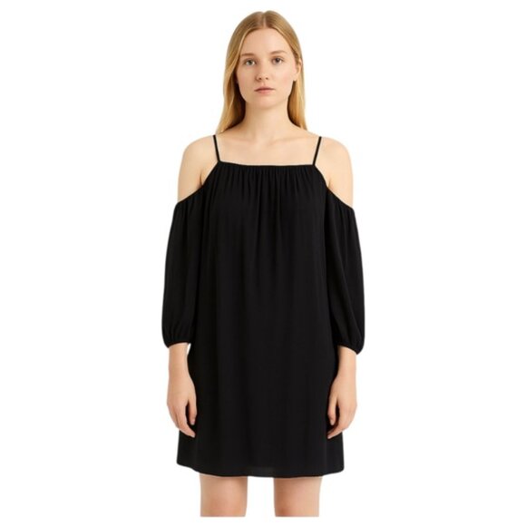 Maje Medium Black Cold Shoulder Spaghetti Straps Mini Cocktail Dress - Picture 1 of 7